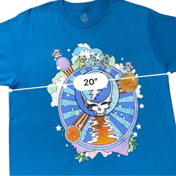 Grateful Dead Tee Lightning Skull In The Clouds Dancing Bears T-Shirt Mens Sz M - Picture 6 of 8